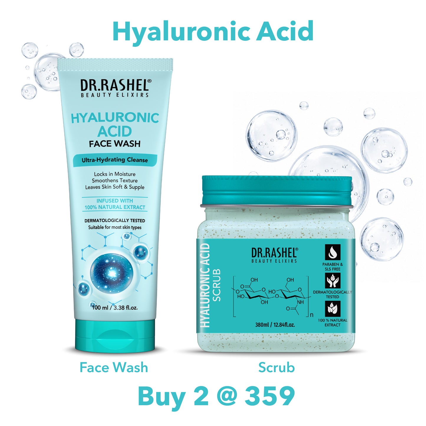 Hyaluronic Acid Face Wash & Scrub Duo