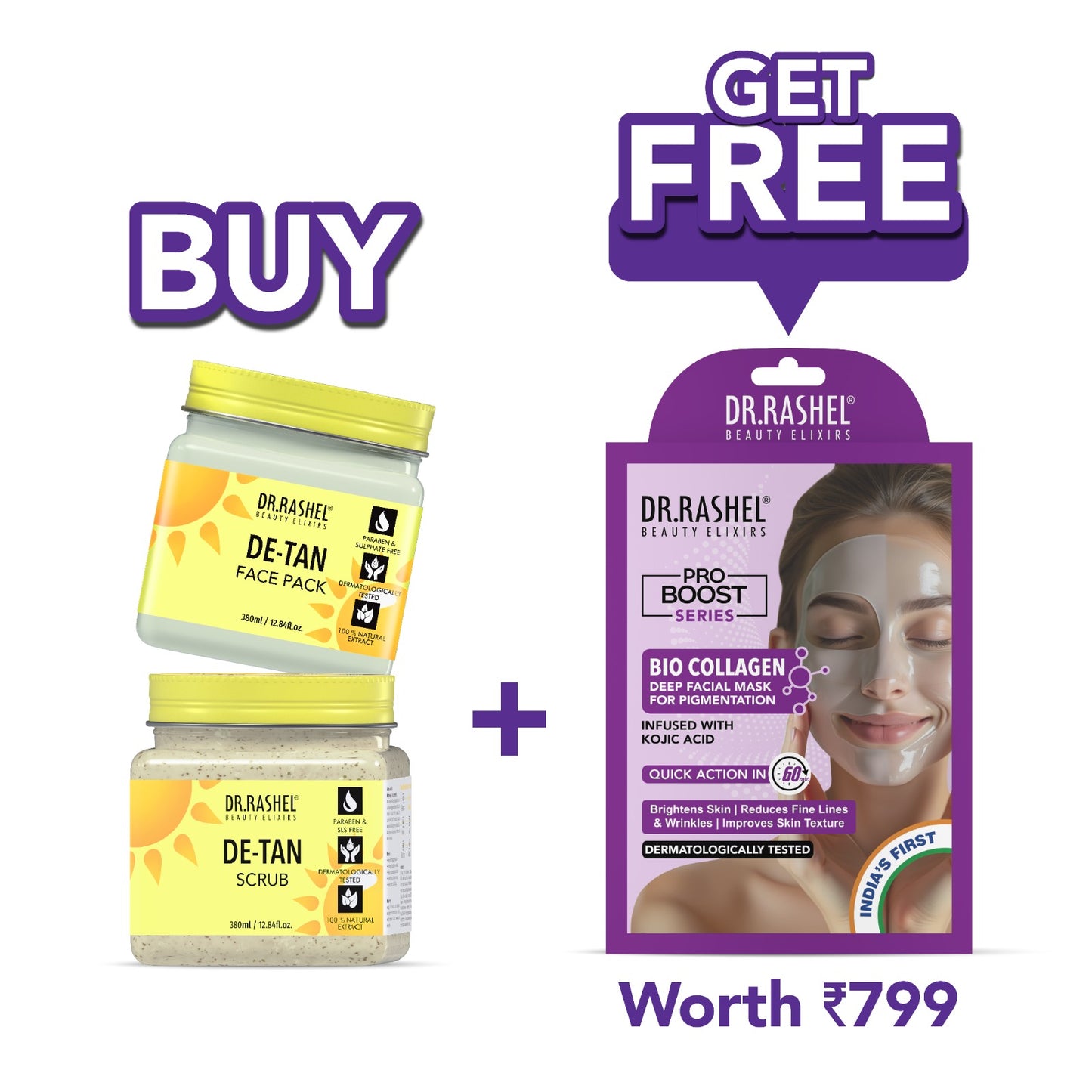 De Tan Face Pack and De Tan Scrub Pack Of 2 380ml