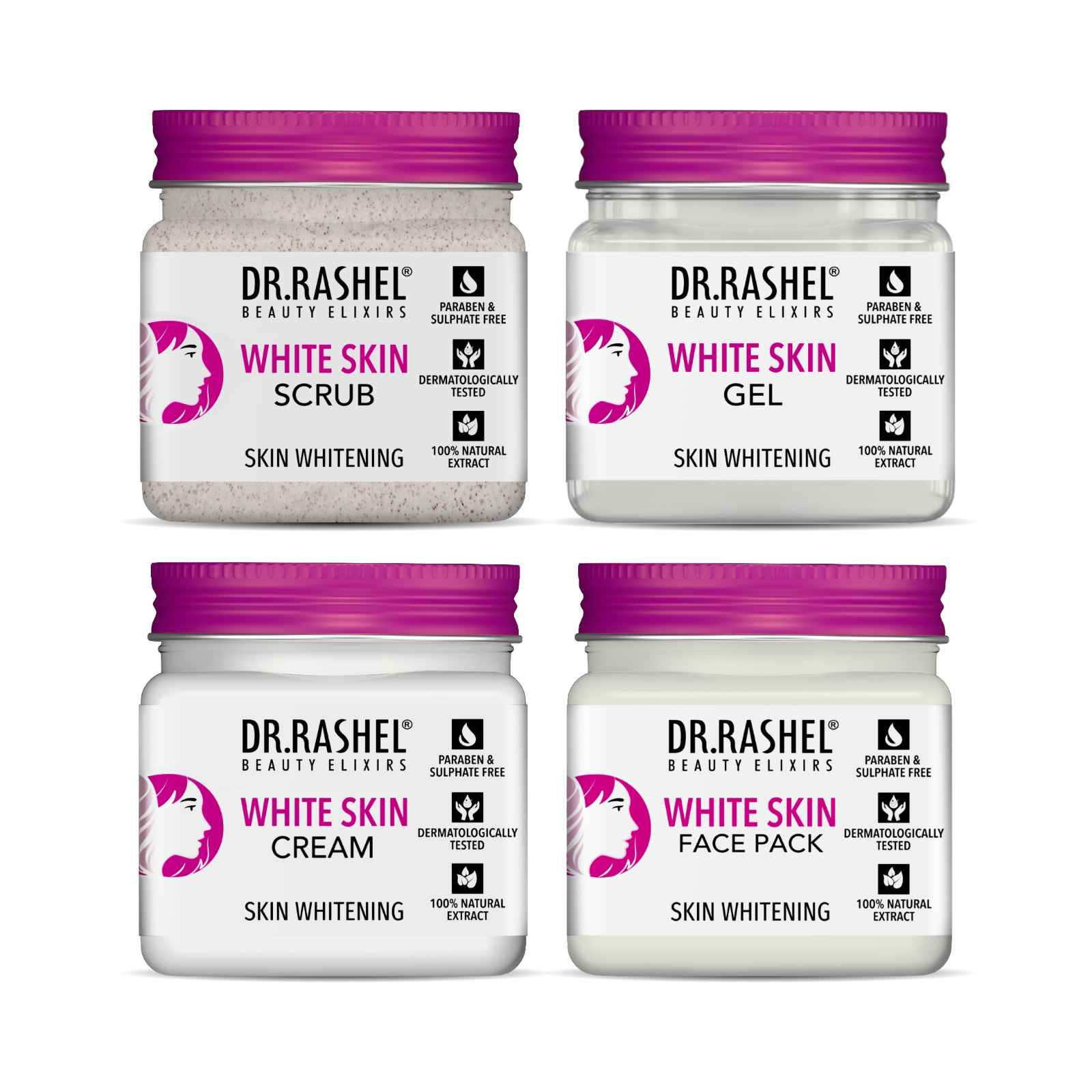 White Skin Pack of 4 Mini Jars (180ml) – Dr.Rashel