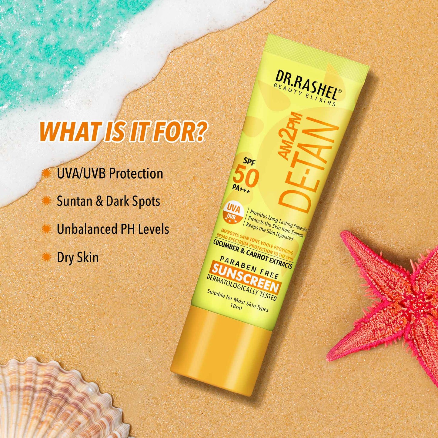 Detan Sunscreen SPF 50 - 18 Ml