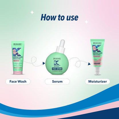 Korean Glass Skin Care Combo | Face Wash, Brightening Serum & Moisturizer | Daily Skincare Routine