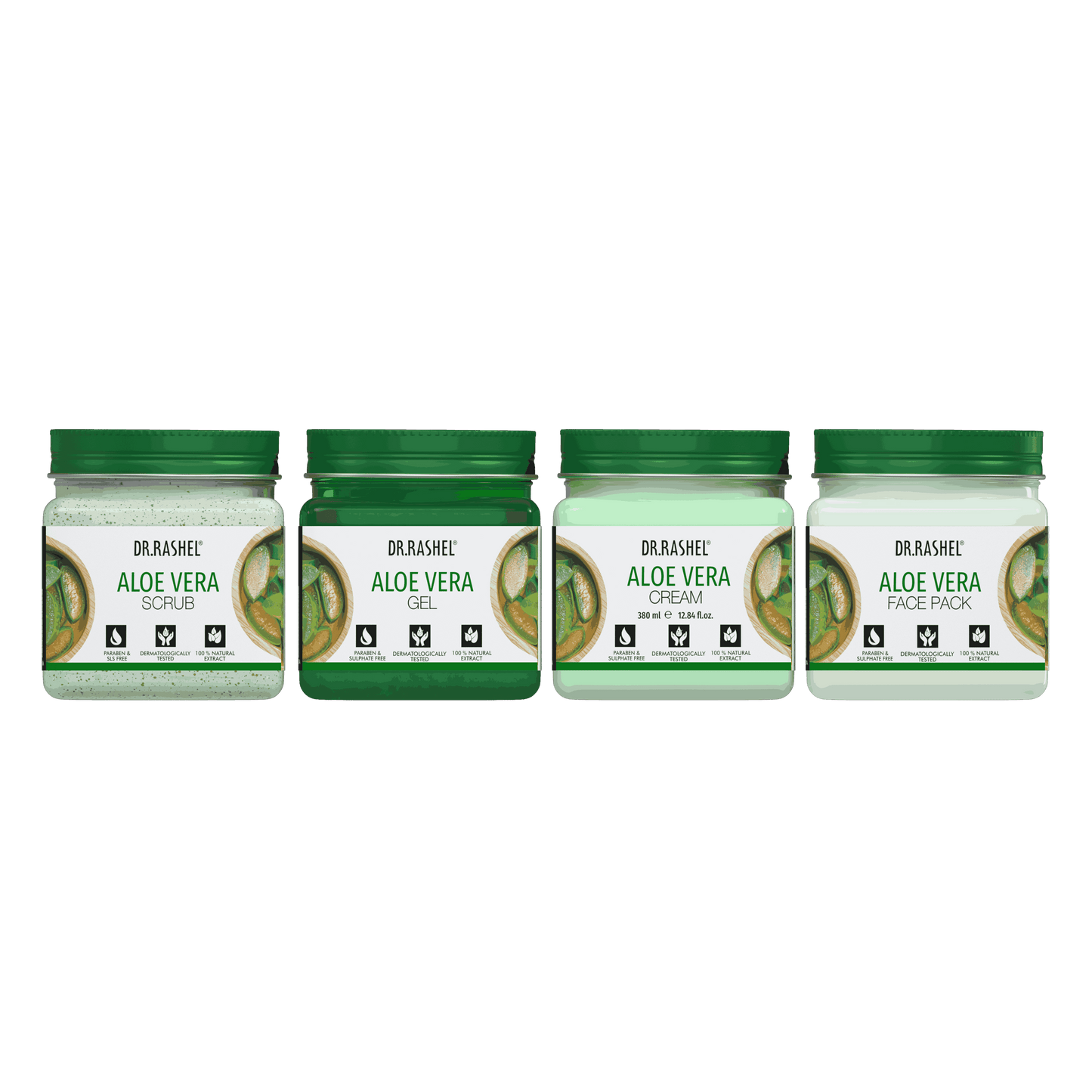 Aloe Vera Pack of 4 (scrub, Gel, Cream & Facepack)