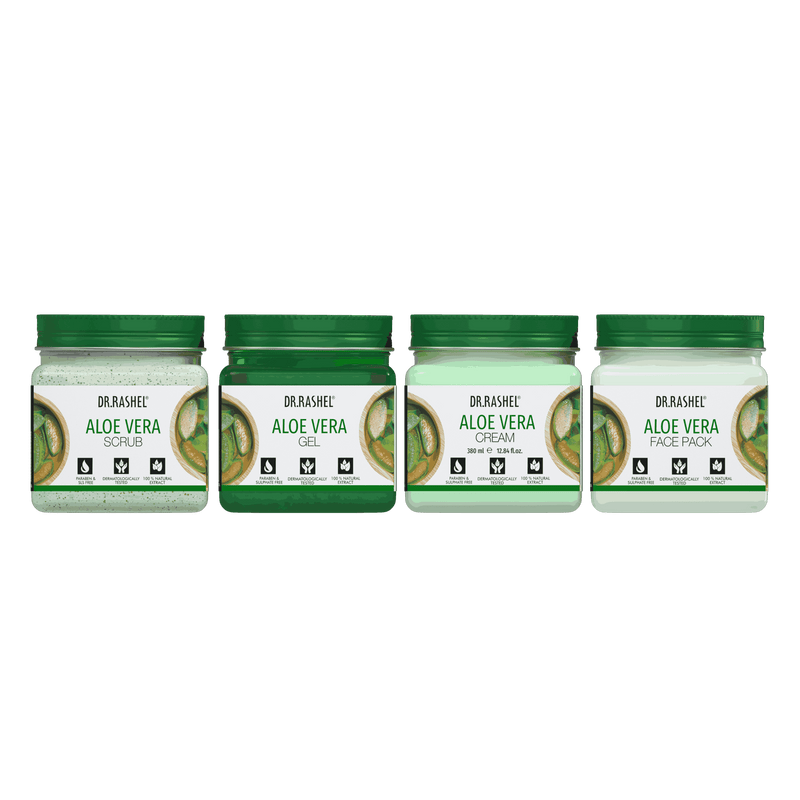 Aloe Vera Pack of 4 (scrub, Gel, Cream & Facepack)