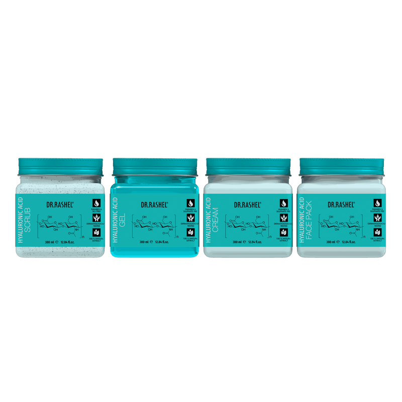 Hyaluronic Acid Pack of 4 (scrub, Gel, Cream & Facepack)