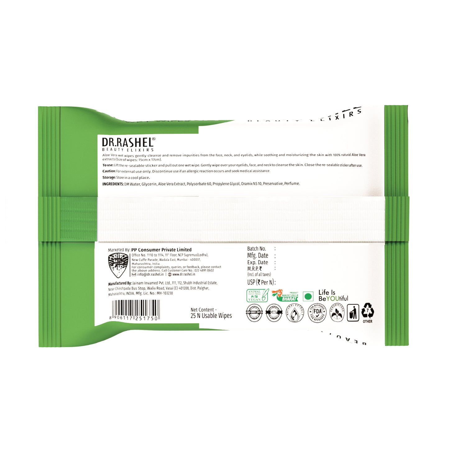 Aloevera Face Wet Wipes Pack of 6