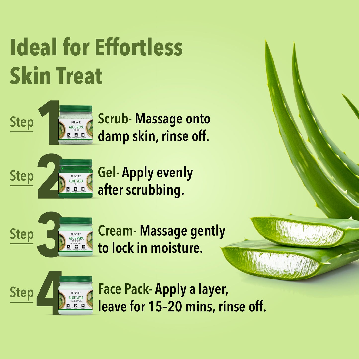 Aloe Vera Facial Pack of 4 (scrub, Gel, Cream & Facepack) - 1520 ml