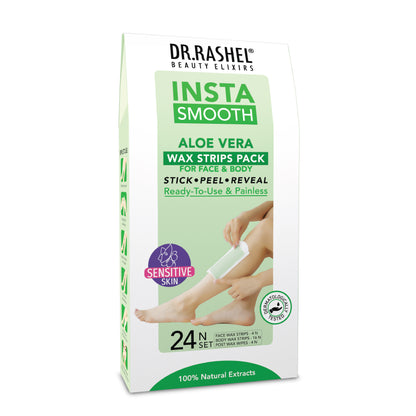 Insta Smooth Aloe Vera Wax Strips Pack for Face and Body.