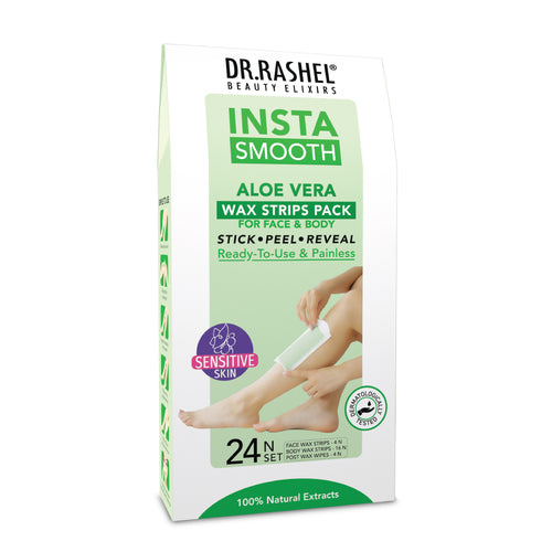 Insta Smooth Aloe Vera Wax Strips Pack for Face and Body.