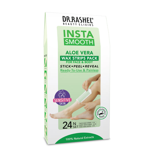 Insta Smooth Aloe Vera Wax Strips Pack for Face and Body.
