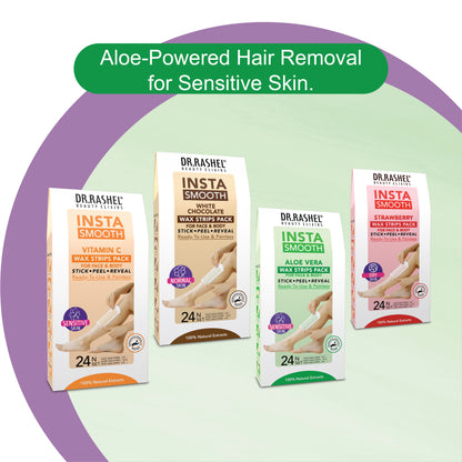 Insta Smooth Aloe Vera Wax Strips Pack for Face and Body.
