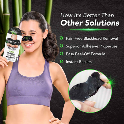 Charcoal Nose Strips for Blackheads Removal & Soothing Wet Wipes Combo Pack