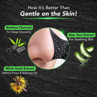 Charcoal Nose Strips for Blackheads Removal & Soothing Wet Wipes Combo Pack