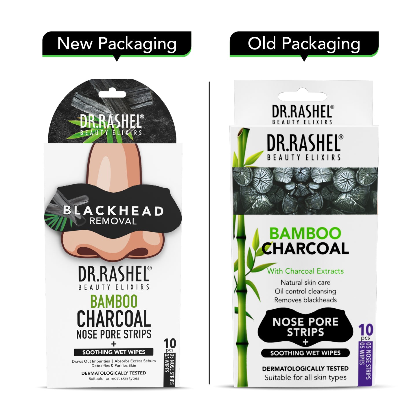 Charcoal Nose Strips for Blackheads Removal & Soothing Wet Wipes Combo Pack