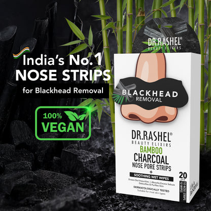 Charcoal Nose Strips for Blackheads Removal & Soothing Wet Wipes Combo Pack