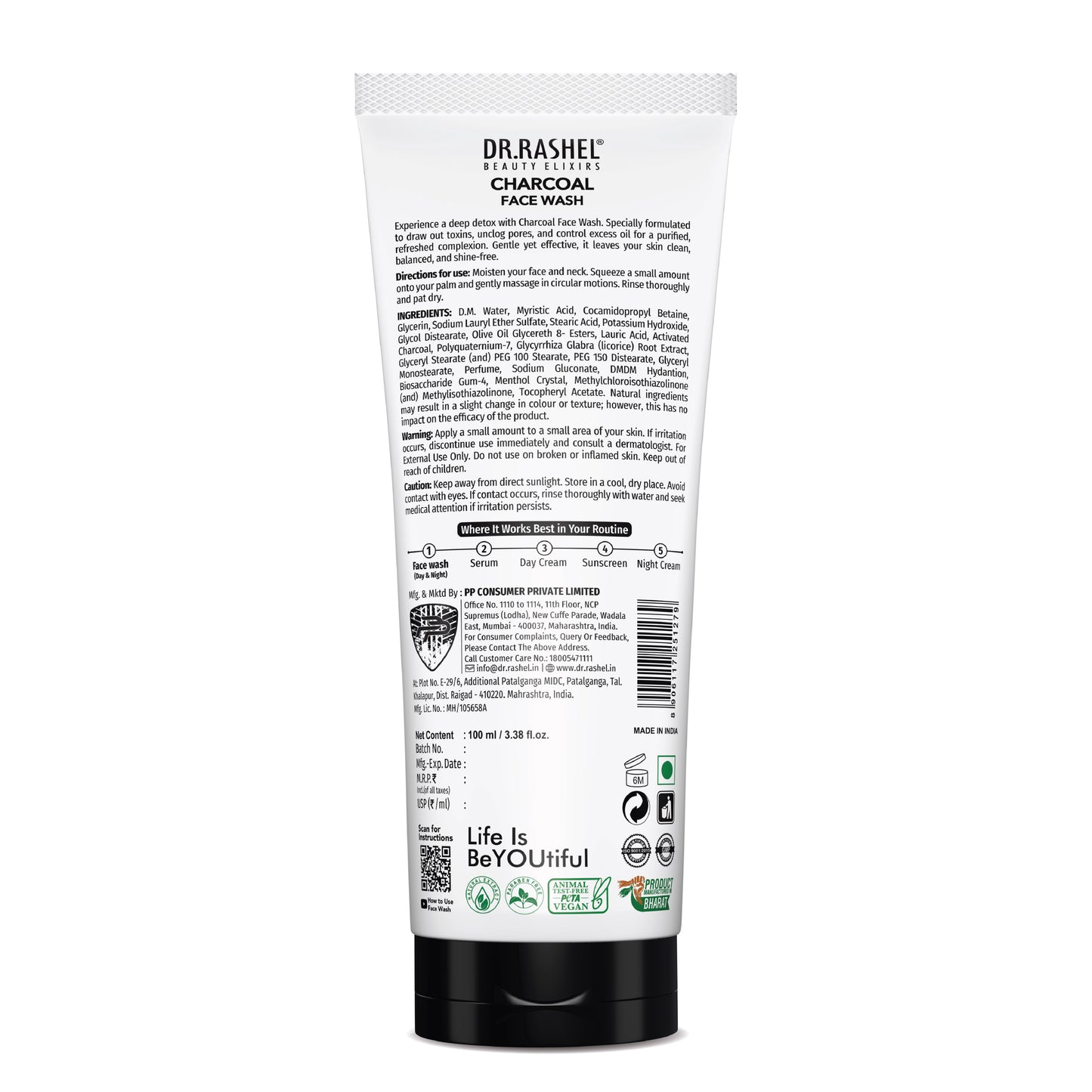 Dr.Rashel Charcoal Face Wash - 100 Ml