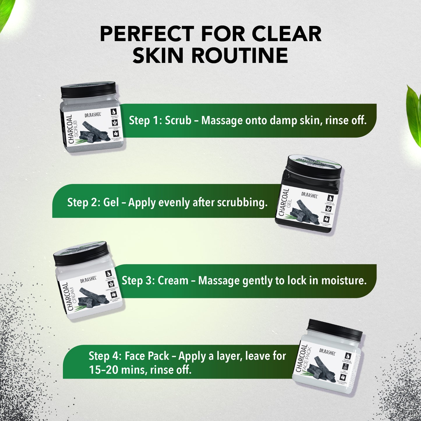 Charcoal Facial Pack of 4 (Scrub, Gel, Cream & Facepack) - 1520 ml