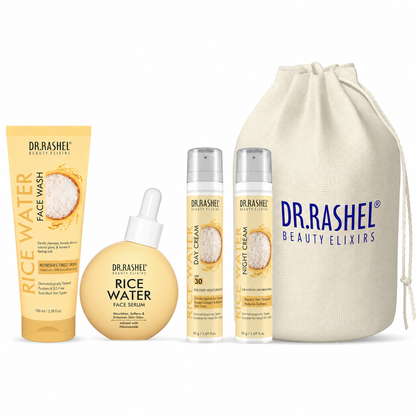 Rice Water Glow & Brightening Skincare Combo | Face Wash, Serum, Day Cream & Night Cream