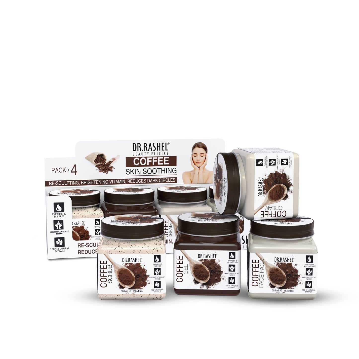 Coffee Pack of 4 (scrub, Gel, Cream & Facepack)