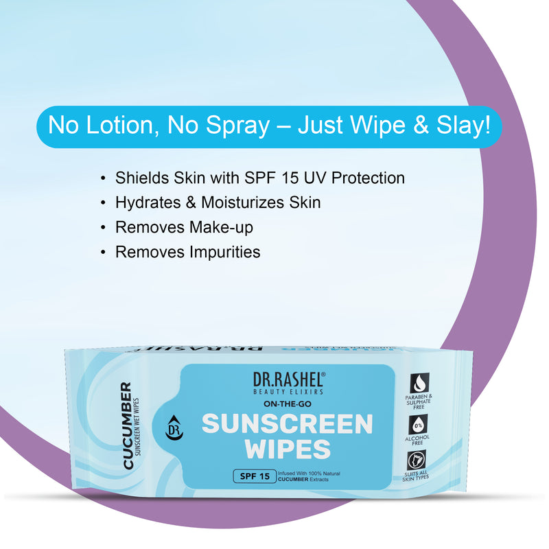 Cucumber Sunscreen Wipes with SPF 15 Protection