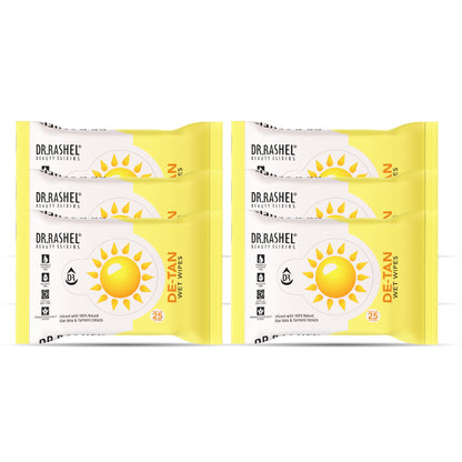 Detan Face Wet Wipes Pack of 6