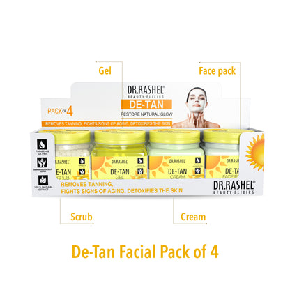 Detan Facial Pack of 4 (scrub, Gel, Cream & Face Pack) - 1520ml