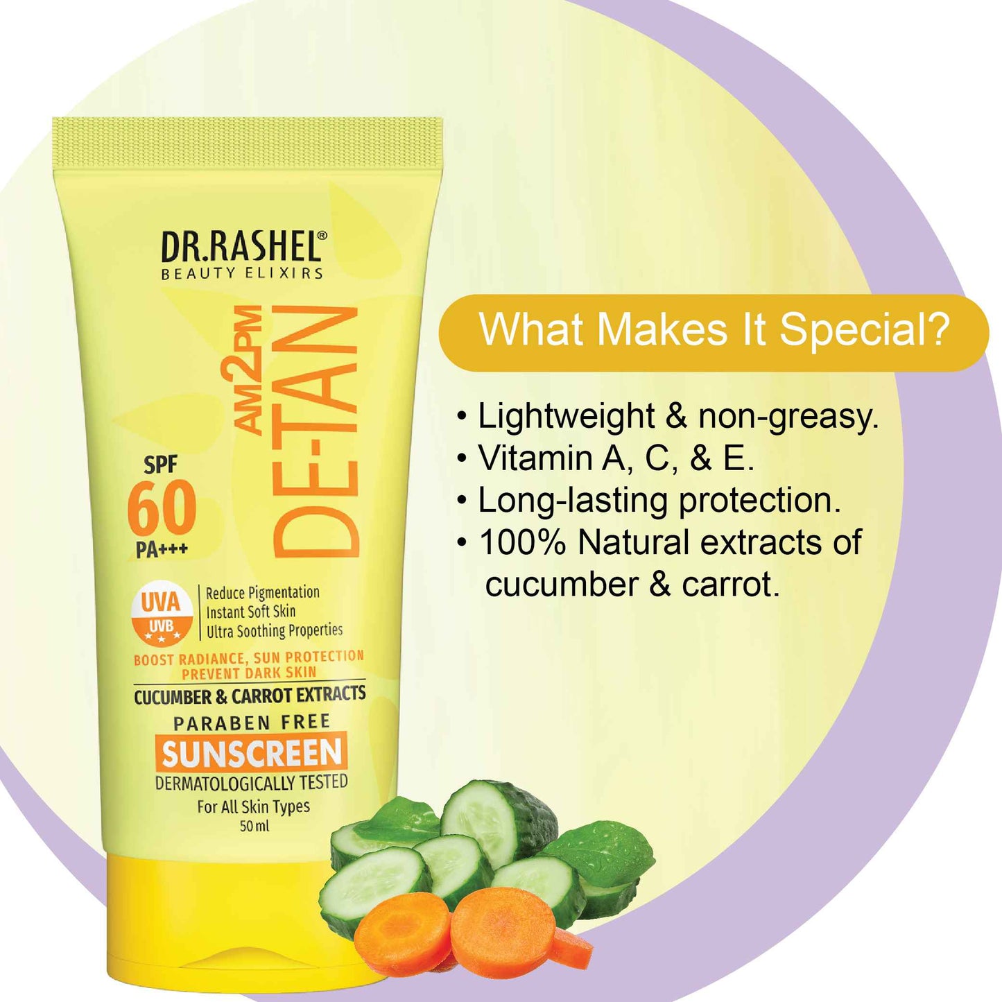 Detan Sunscreen SPF 60 | UVA/UVB PA+++ Tan Protection - 100 ml