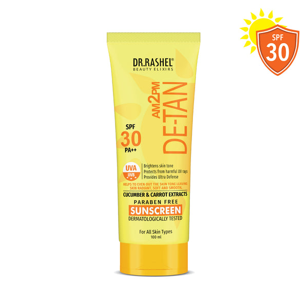 Detan Sunscreen SPF 30 PA+++ | UVA/UVB Protection | Tan Removal - 100 ml