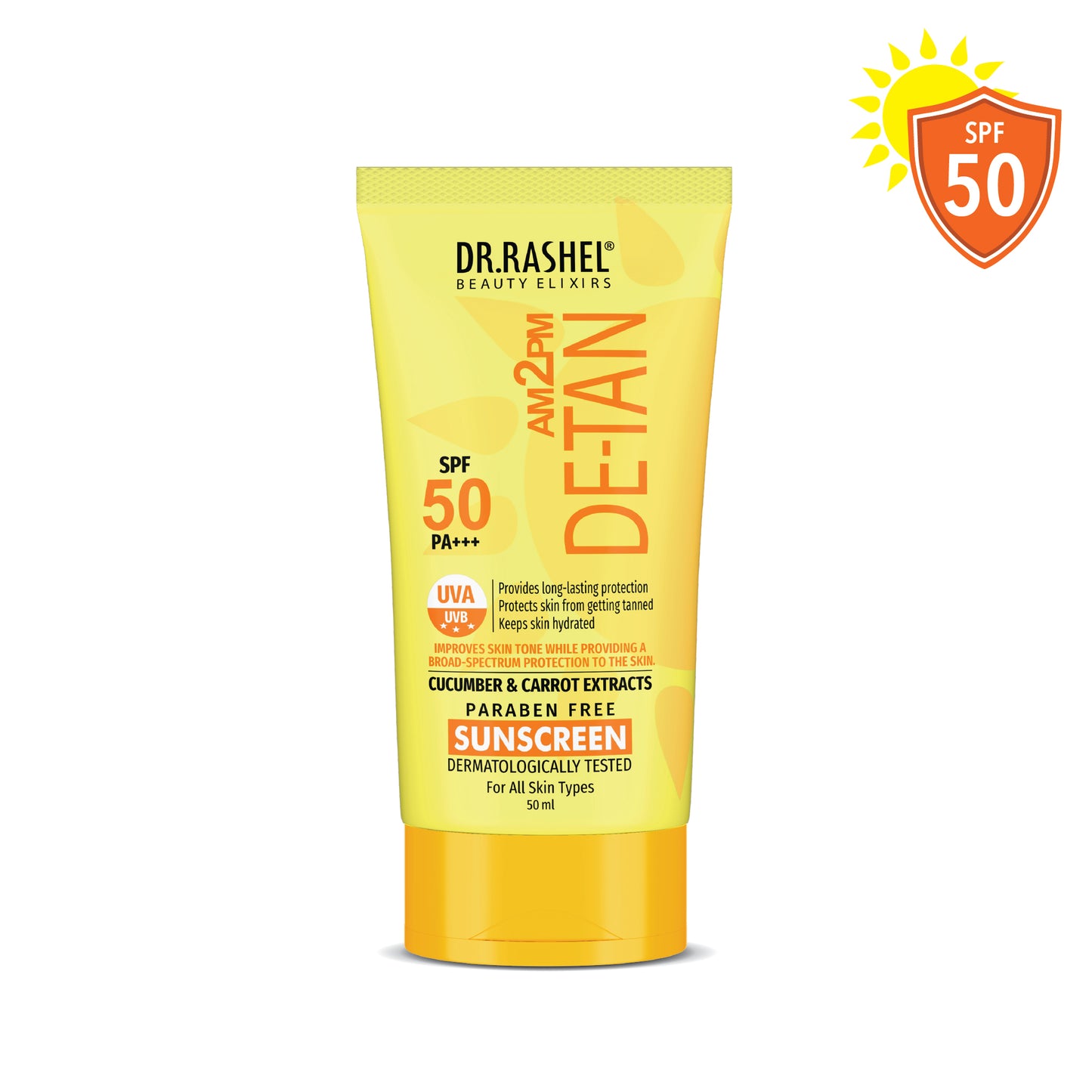 Detan Sunscreen SPF 50 | PA+++ UVA/UVB Protection 50 ML YT