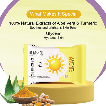 Detan Face Wet Wipes Pack of 6