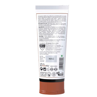 Dr.Rashel Coffee Face Wash Back label