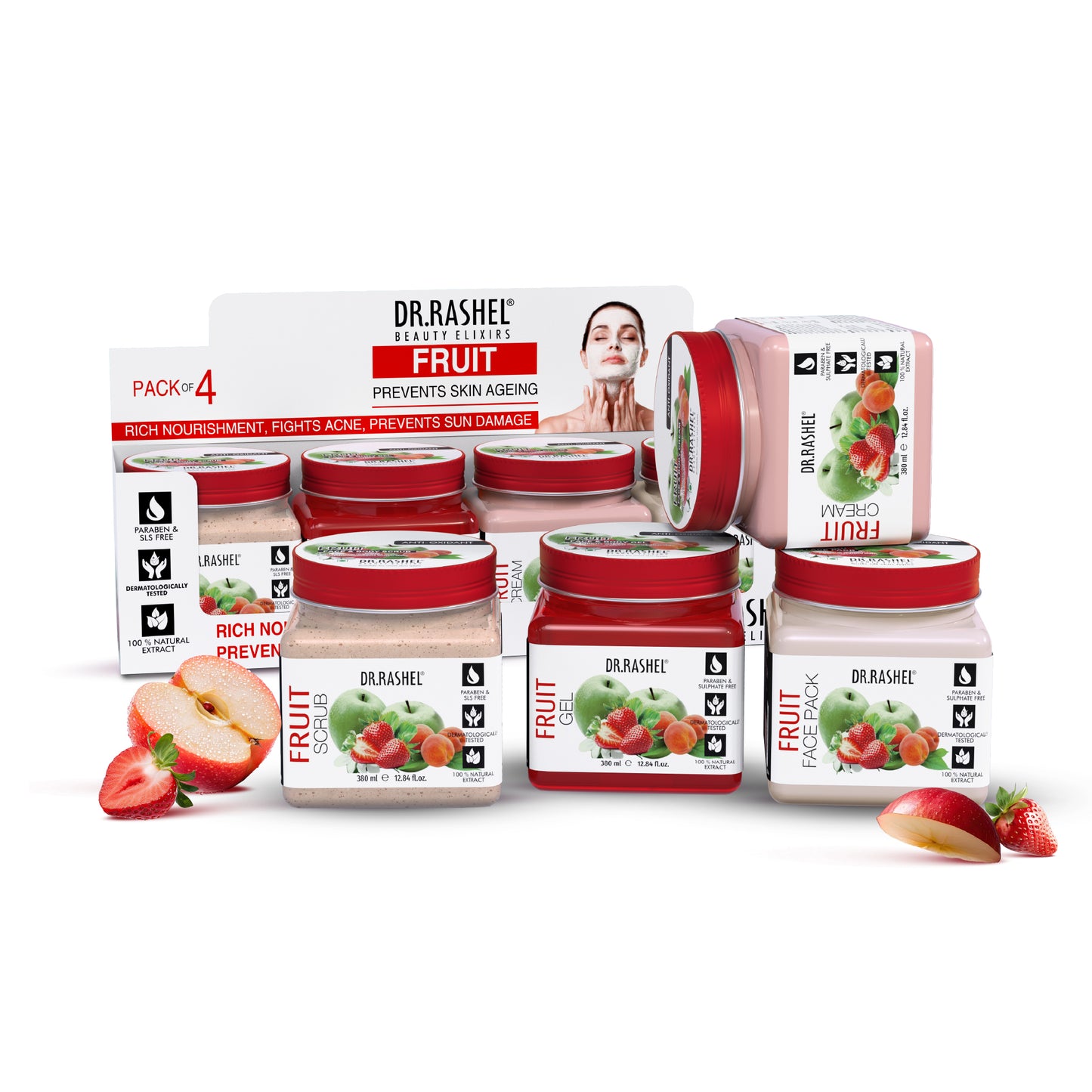Fruit Facial Pack of 4 (scrub, Gel, Cream & Facepack) - 1520 ml