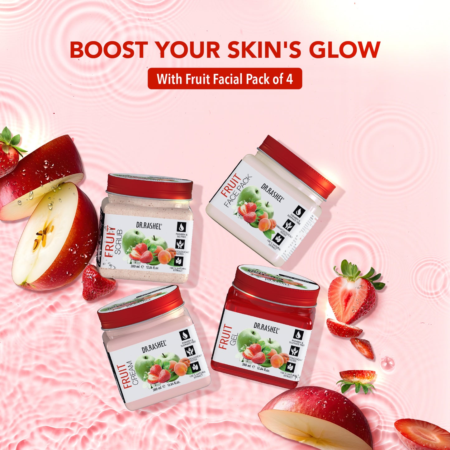 Fruit Facial Pack of 4 (scrub, Gel, Cream & Facepack) - 1520 ml