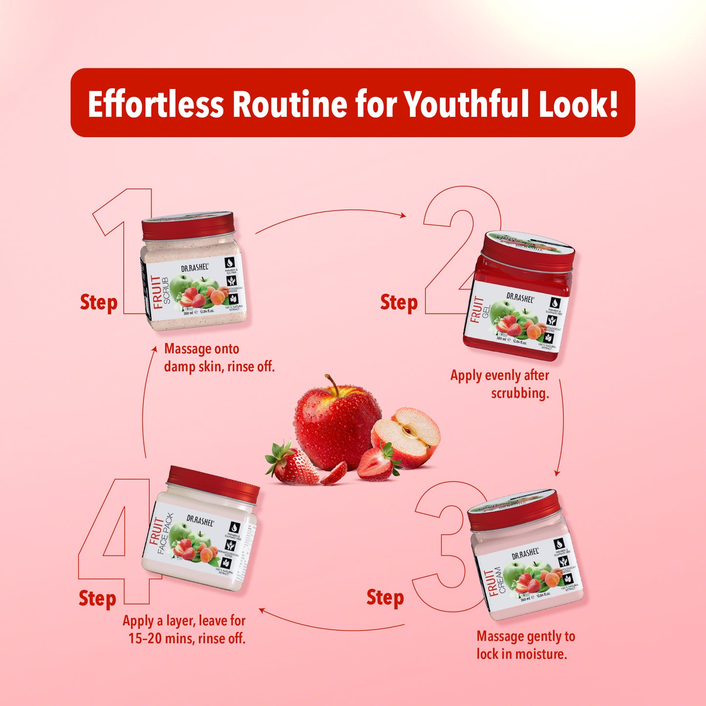 Fruit Facial Pack of 4 (scrub, Gel, Cream & Facepack) - 1520 ml