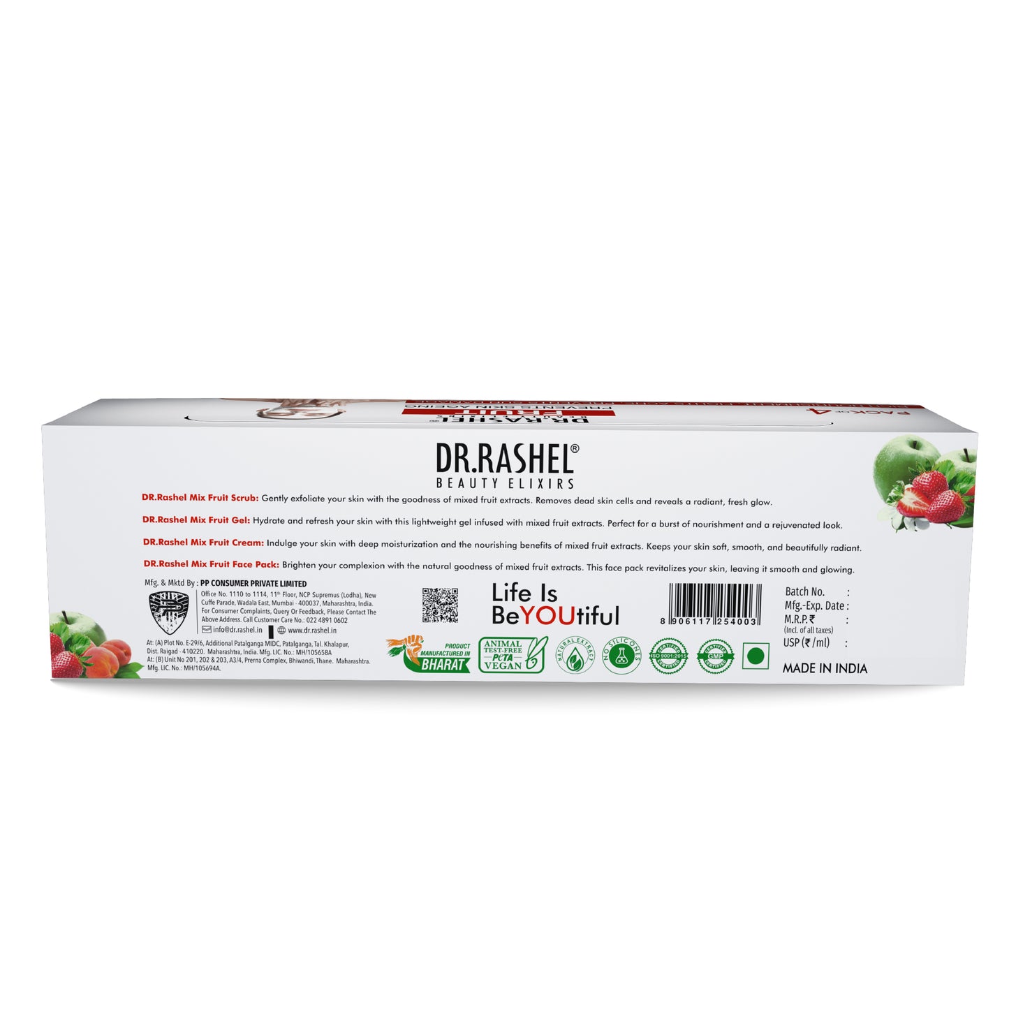 Fruit Facial Pack of 4 (scrub, Gel, Cream & Facepack) - 1520 ml