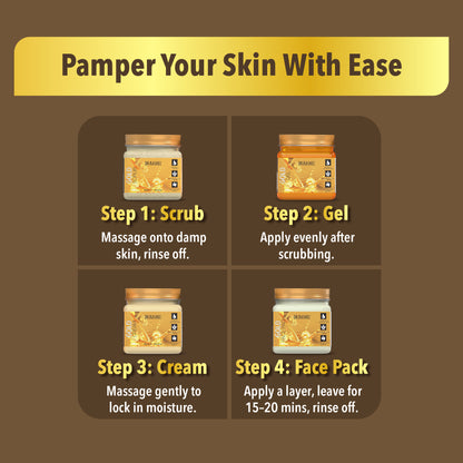 Gold Facial Pack of 4 (scrub, Gel, Cream & Facepack) - 1520 ml