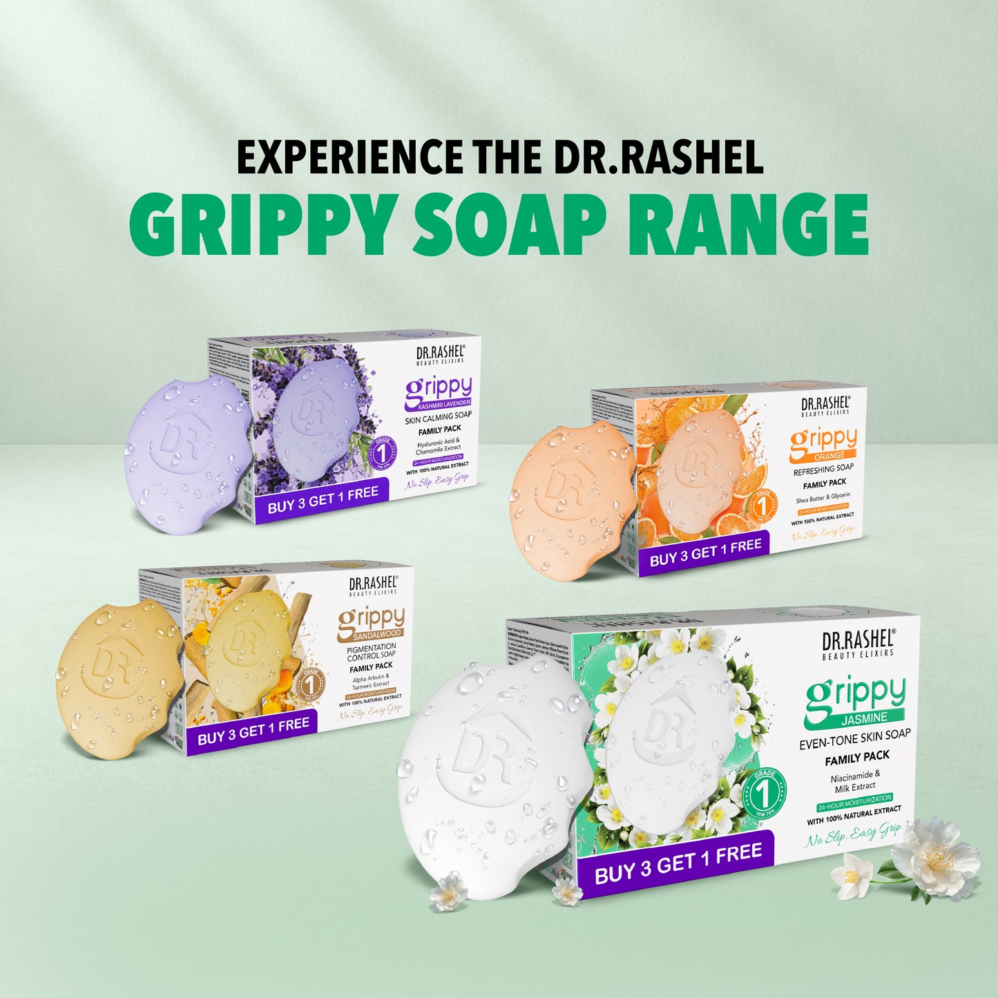 DR.Rashel Grippy Jasmine Soap Buy 3 Get 1 Free