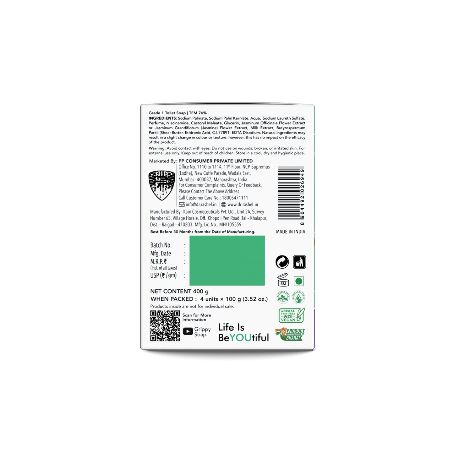 DR.Rashel Grippy Jasmine Soap Buy 3 Get 1 Free