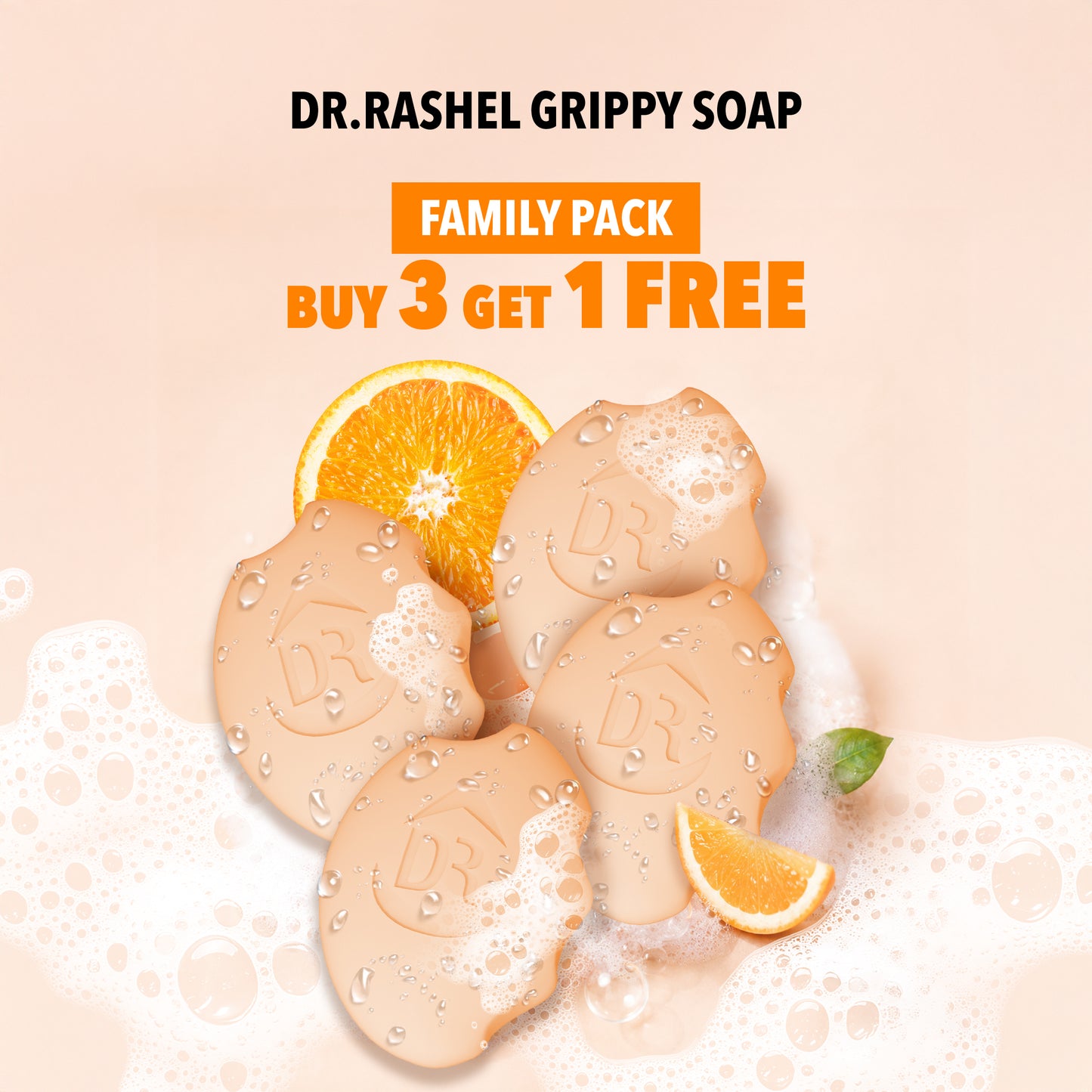 DR.Rashel Grippy Orange Soap Buy 3 Get 1 Free
