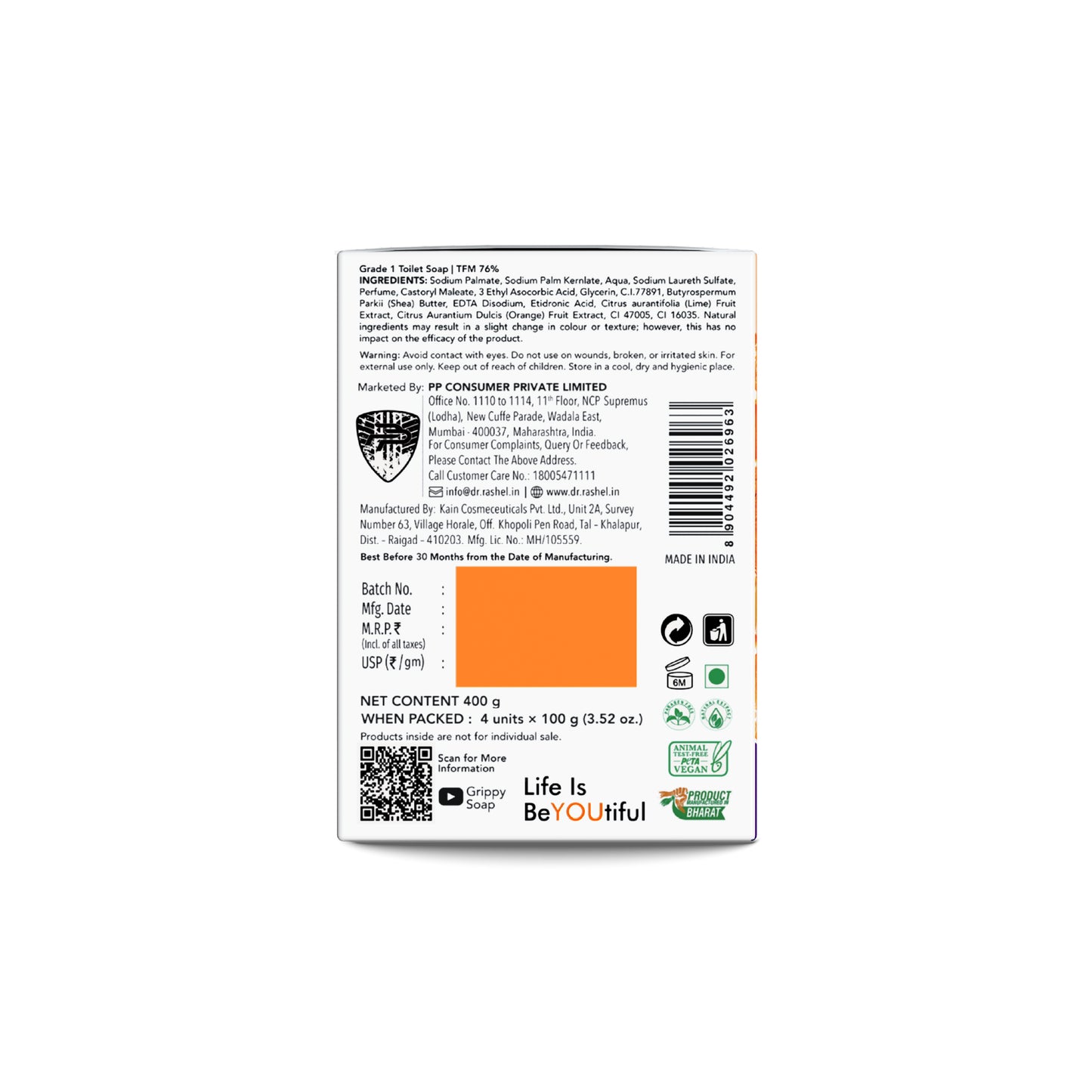 DR.Rashel Grippy Orange Soap Buy 3 Get 1 Free