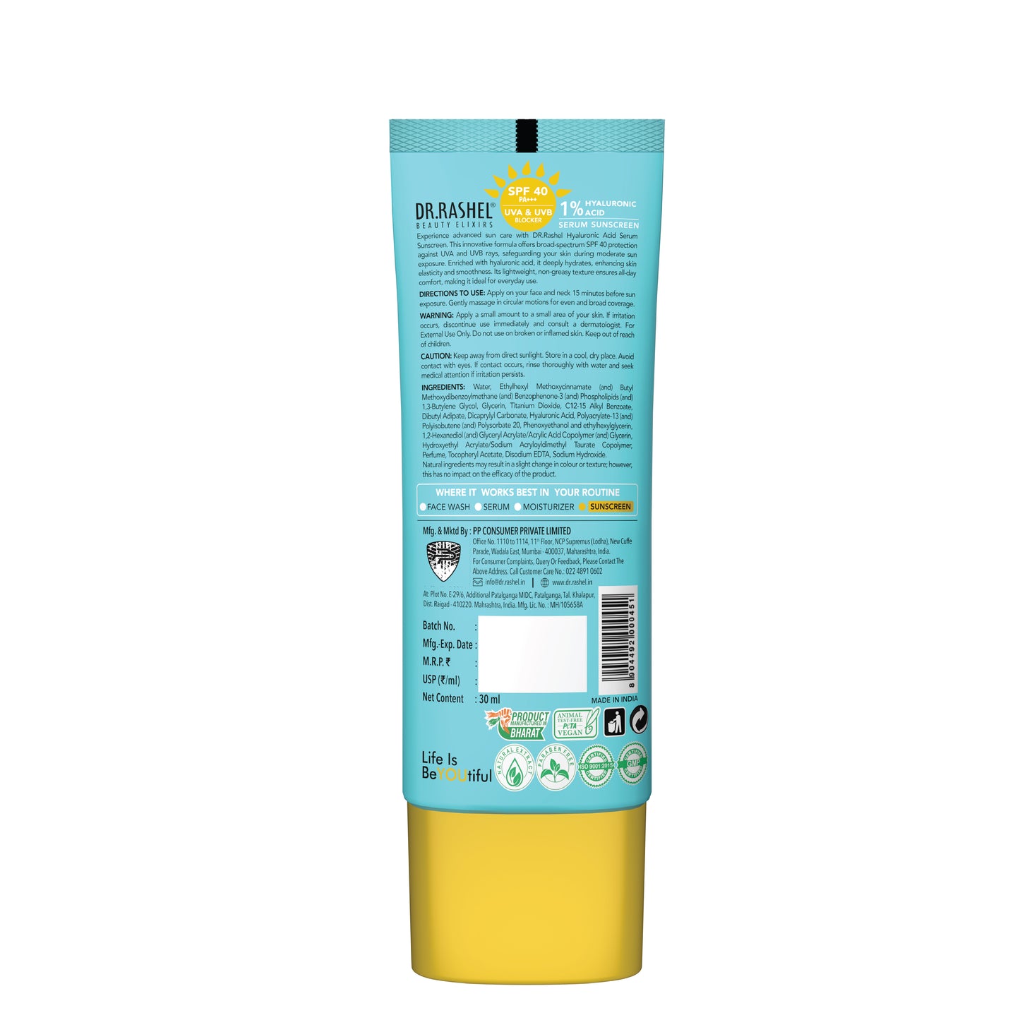 DR.Rashel Serum Sunscreen with 1% Hyaluronic Acid SPF 40