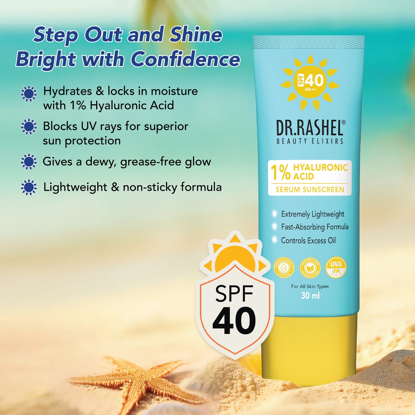 DR.Rashel Serum Sunscreen with 1% Hyaluronic Acid SPF 40
