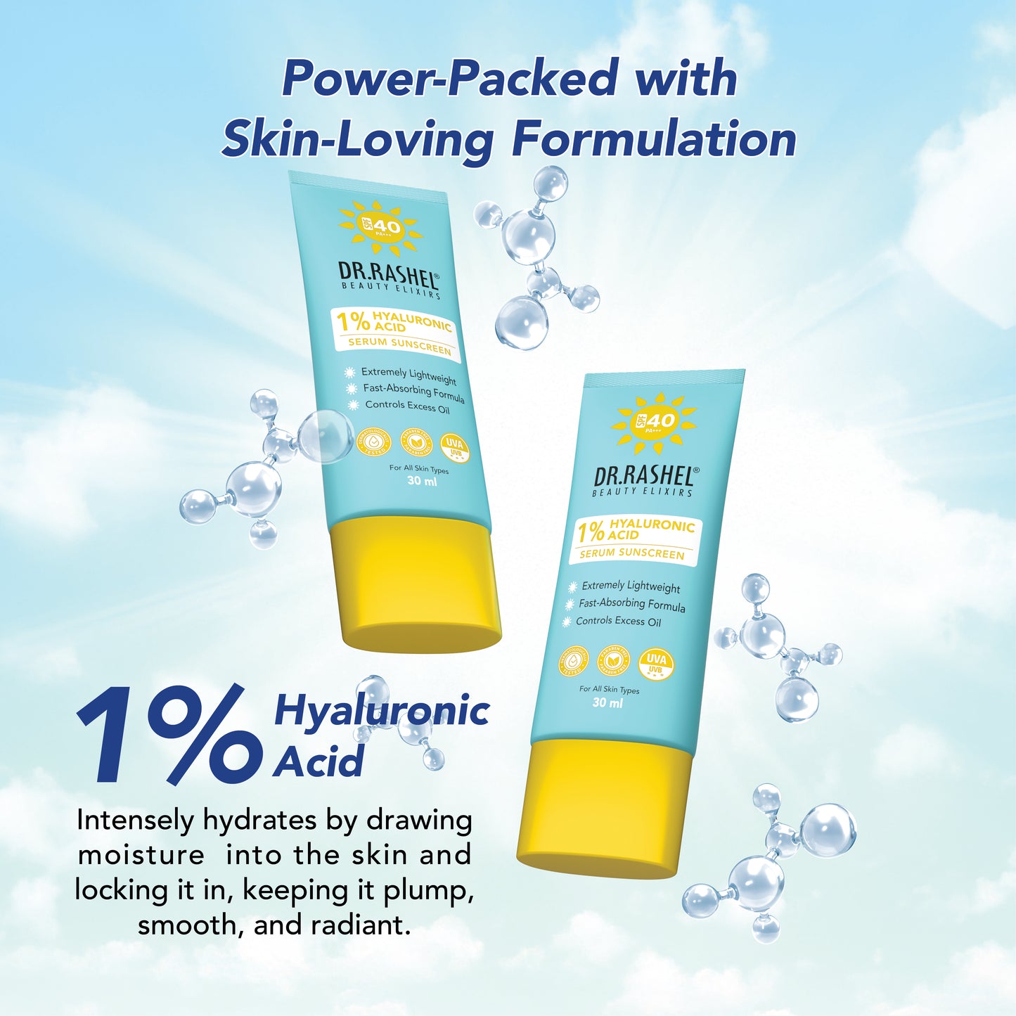 DR.Rashel Serum Sunscreen with 1% Hyaluronic Acid SPF 40