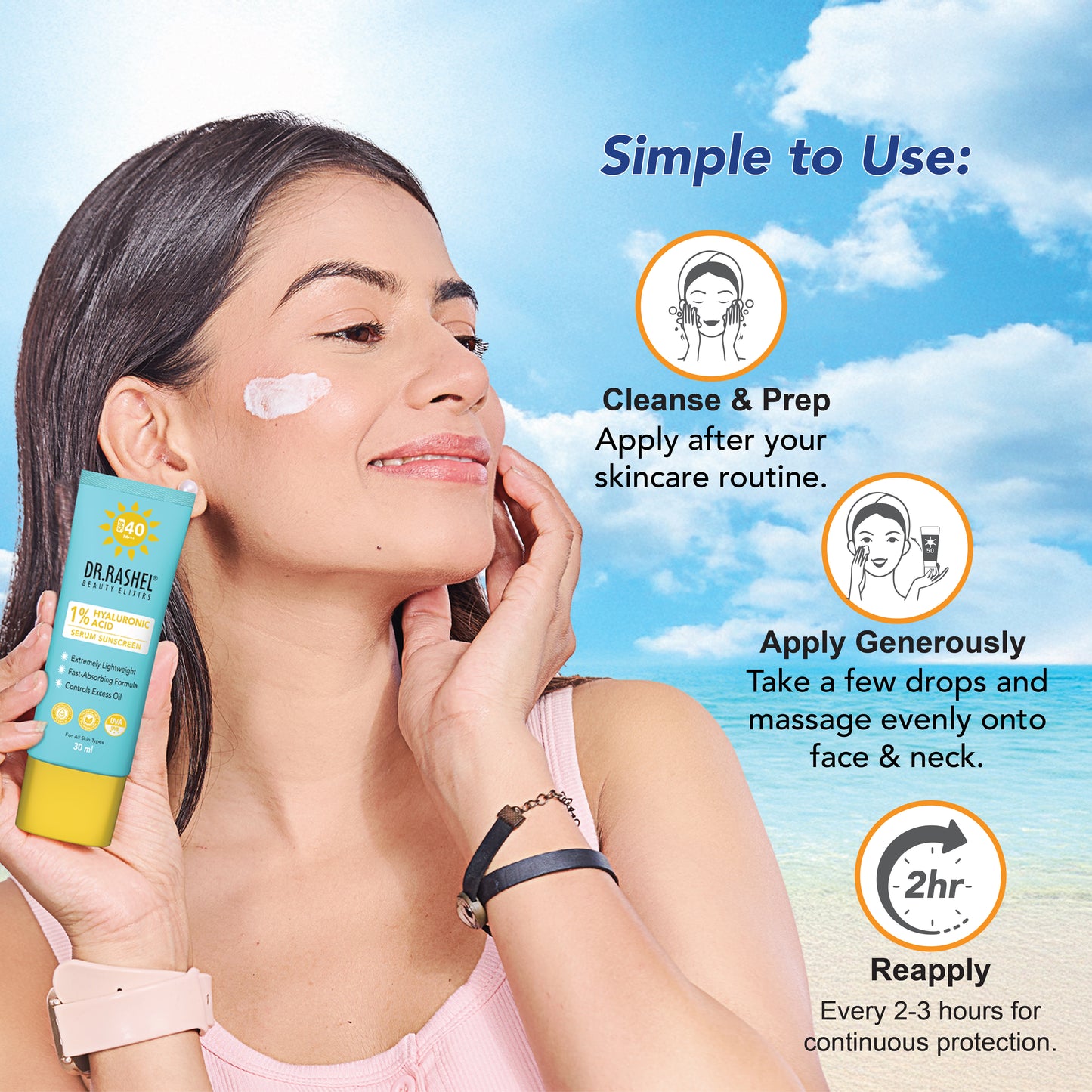 DR.Rashel Serum Sunscreen with 1% Hyaluronic Acid SPF 40