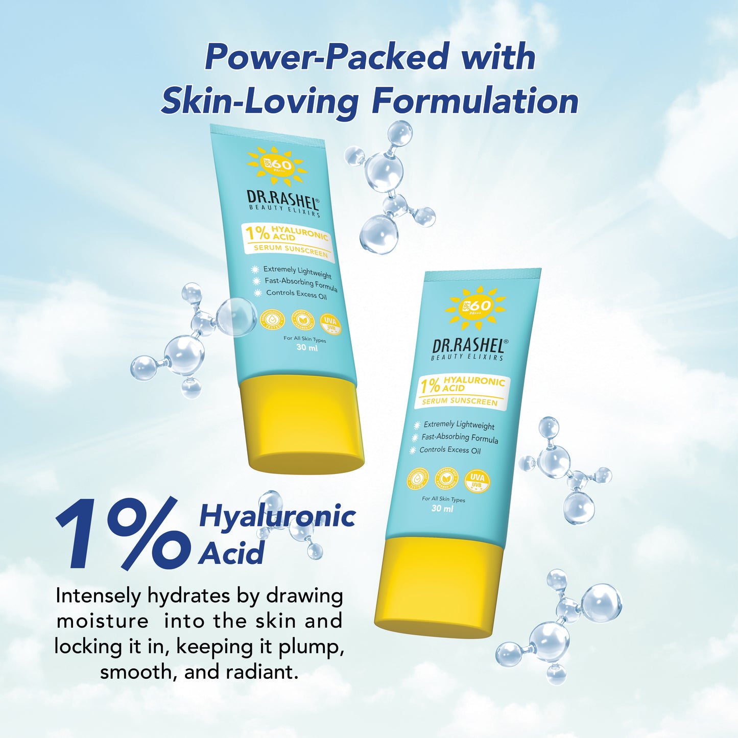 DR.Rashel Serum Sunscreen with 1% Hyaluronic Acid SPF 60