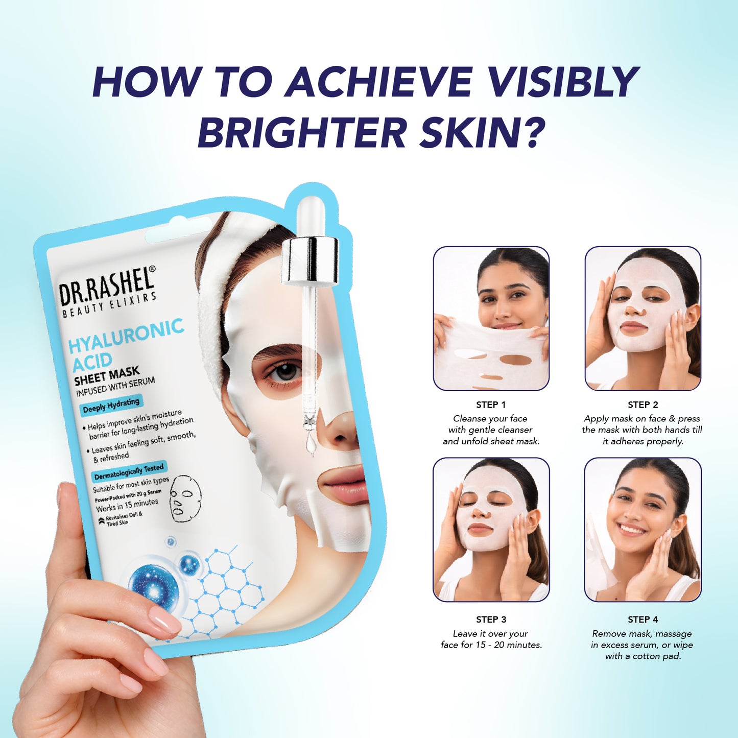 Hyaluronic Acid Sheet Mask with Serum Pack of 2