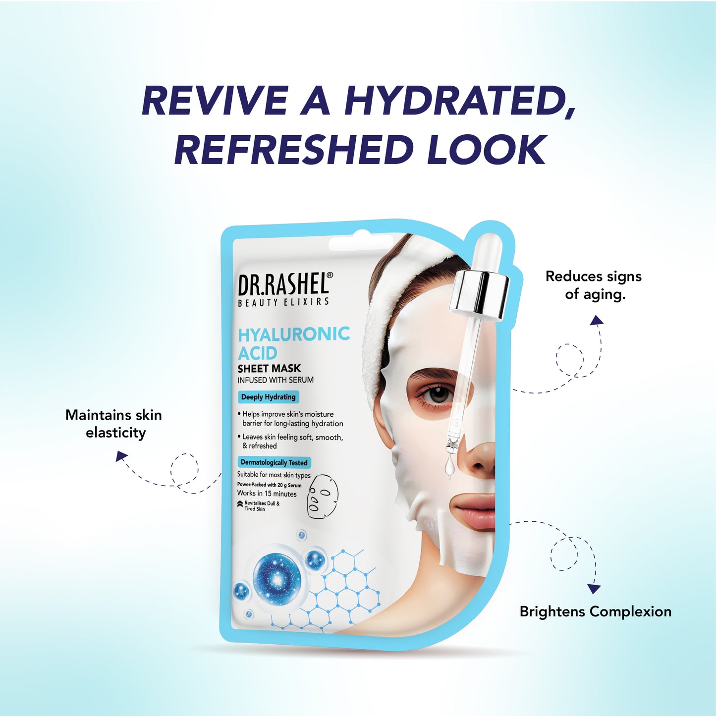 Hyaluronic Acid Sheet Mask with Serum Pack of 2