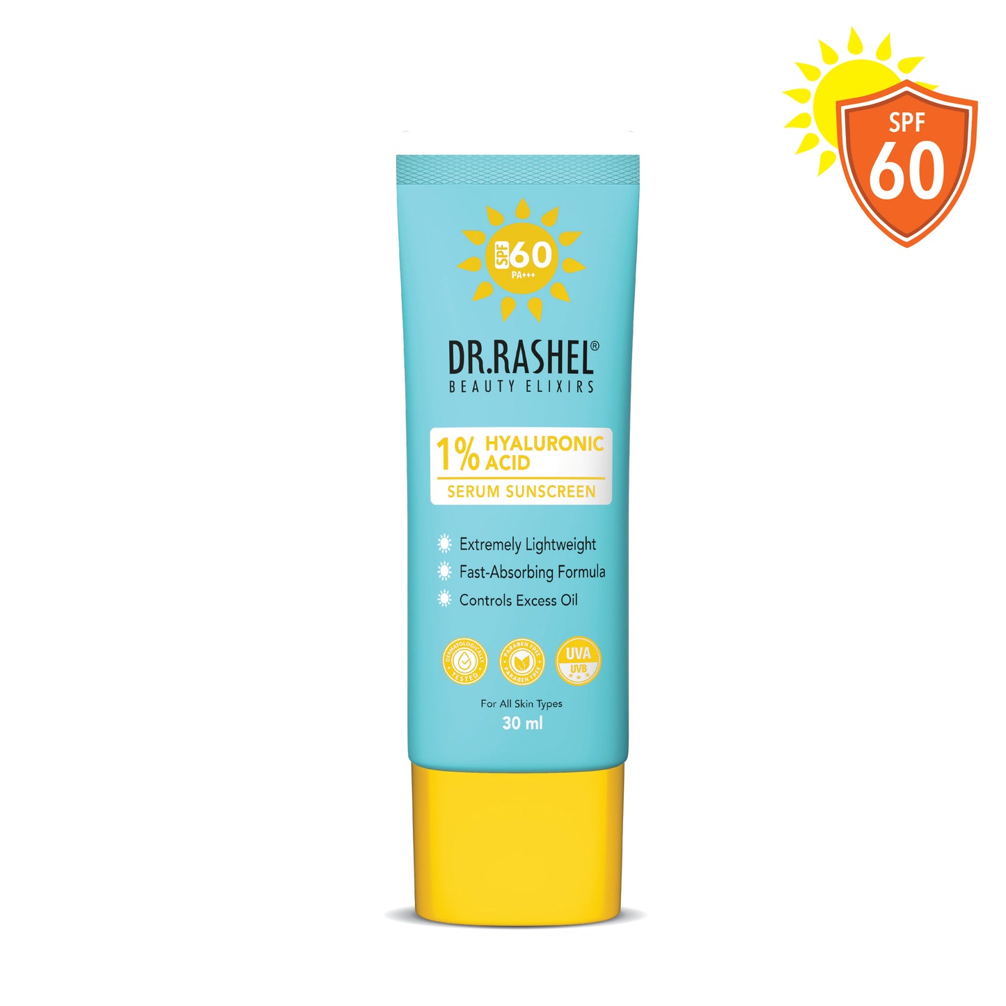 DR.Rashel Serum Sunscreen SPF 60 PA+++ with 1% Hyaluronic Acid