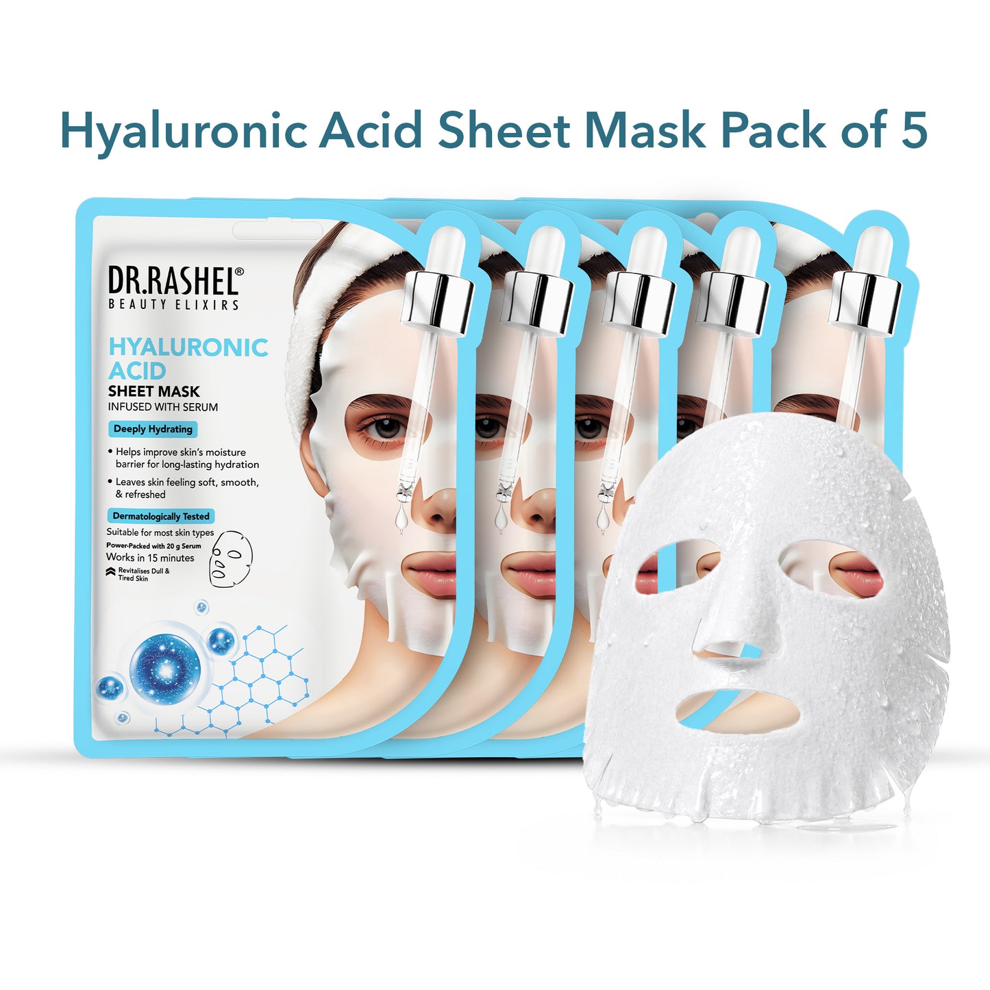 Hyaluronic Acid Sheet Mask with Serum Set.
