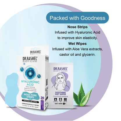 Hyaluronic Acid Nose Strips & Soothing Wet Wipes Combo Pack (20 pcs)