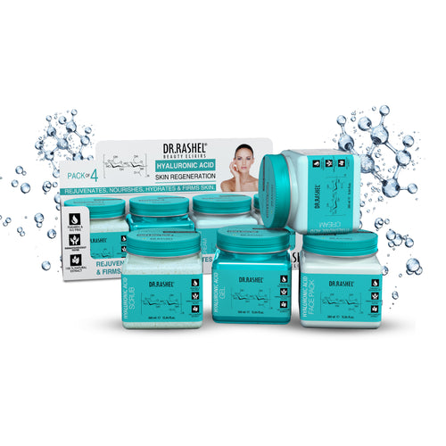 Hyaluronic Acid Facial Pack of 4 (scrub, Gel, Cream & Facepack) - 1520 ml